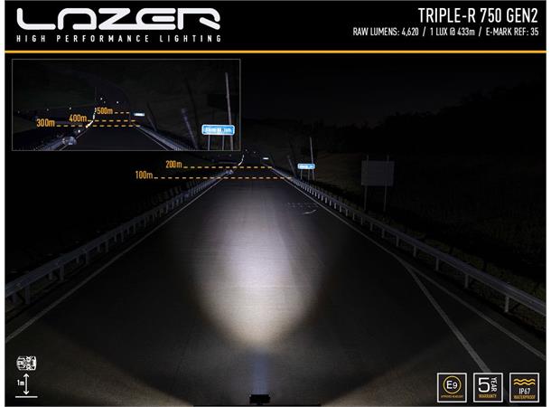 Lazer Triple-R 750 med parklys Gen2. Lengde 230mm. 4620 Lumen.