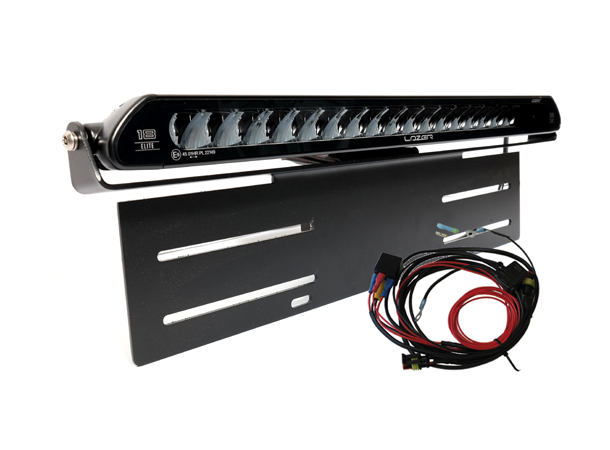 Lazer® Lyspakke med Linear 18 ELITE Universal. Med skiltplate sidemount.
