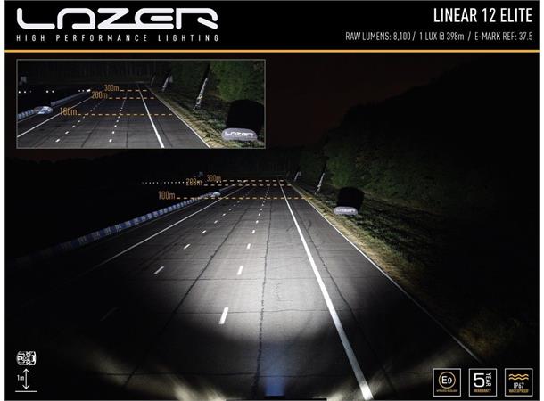 Lazer® Linear 12 ELITE position light Lengde 382mm. 8100 Lumen. Med parklys