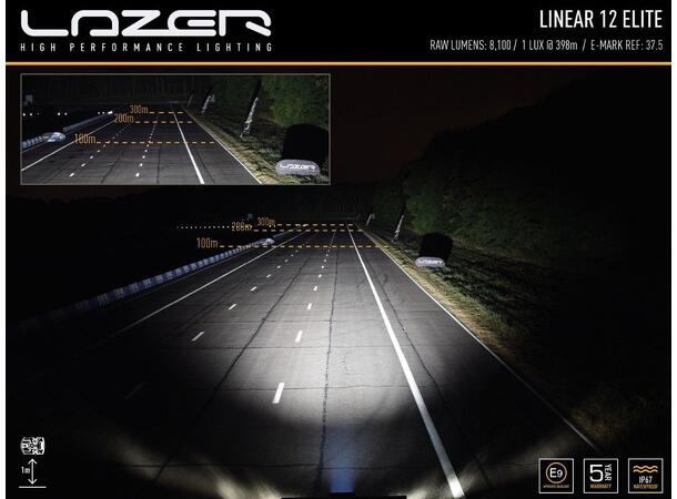 Lazer® Linear 12 ELITE position light Lengde 382mm. 8100 Lumen. Med parklys 