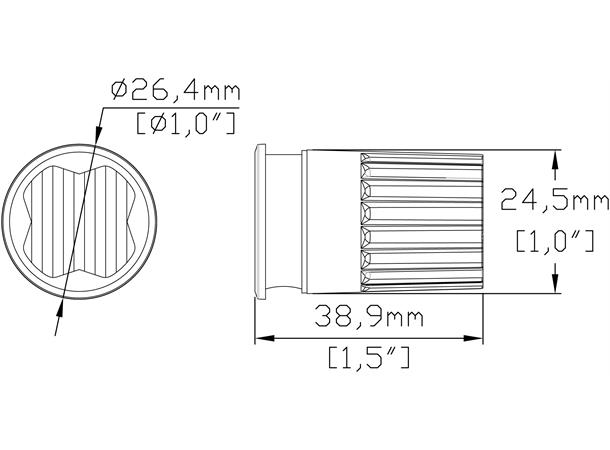 VP Hideaway Flash 4-LED Ø26,4 / Bor 26mm  For innfelling