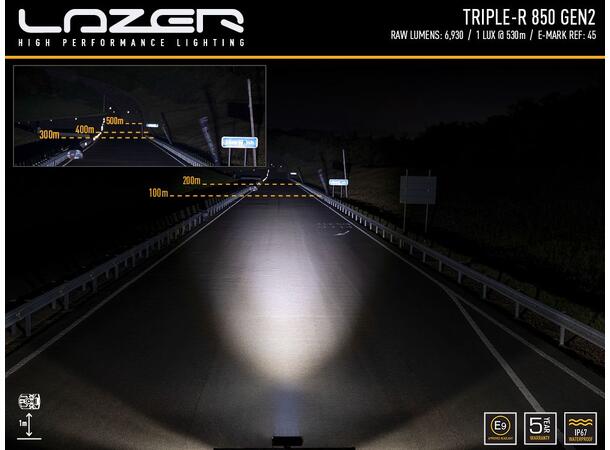 Lazer® Triple-R 850 med parklys Gen2. Lengde 322mm. 6930 Lumen. 