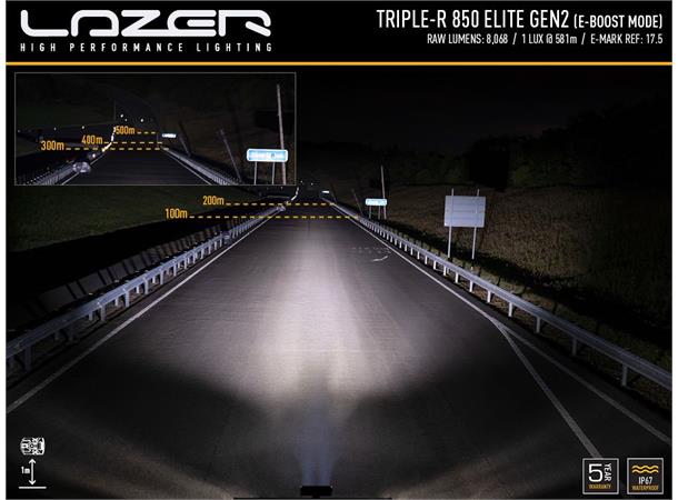 Lazer® Triple-R 850 ELITE Gen2. Lengde 322mm. 8068 Lumen.