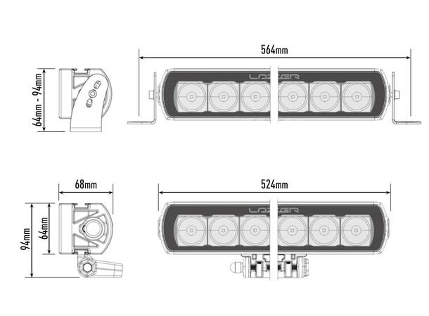 Lazer® ST12 Evolution Lengde 524mm. 12408 Lumen 