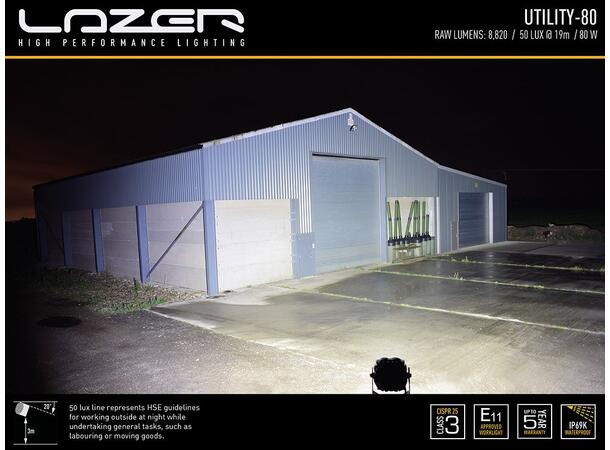 Lazer® Utility 80 ADR 110x110mm. 8820 Lumen. ADR-godkjent 