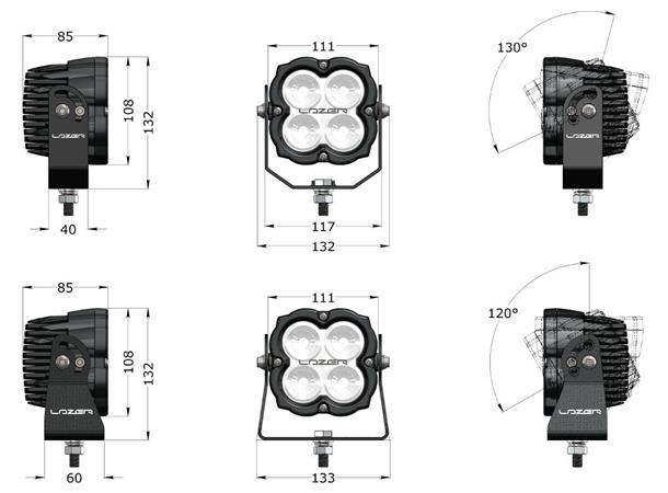 Lazer® Utility 80 ADR 110x110mm. 8820 Lumen. ADR-godkjent
