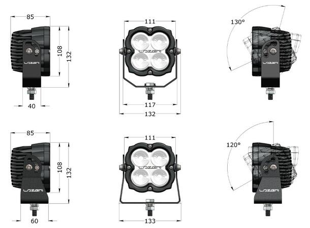 Lazer® Utility 80 ADR 110x110mm. 8820 Lumen. ADR-godkjent 