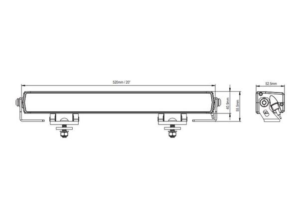 BRT® Lyspakke Slimline Pro 20 Gen2 Universal. med braketter og kabelsett