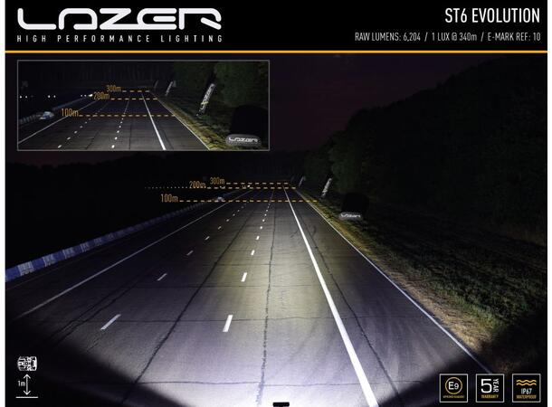 Lazer® ST6 Evolution Lengde 284mm. 6204 Lumen 