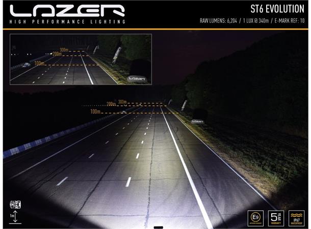 Lazer® ST6 Evolution Lengde 284mm. 6204 Lumen