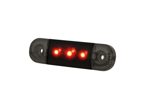 Markeringslys LED Dark Knight Rød. 3LED. Klart glass