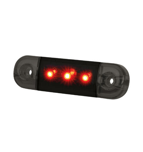 Markeringslys LED Dark Knight Rød. 3LED. Klart glass