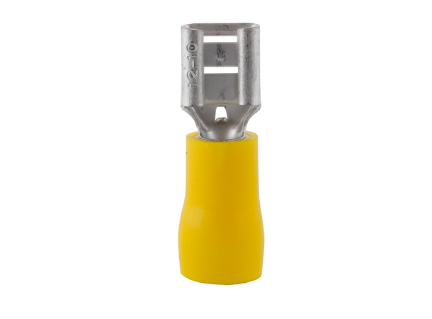 Isolert kabelsko Gul  6,3MM 100 STK