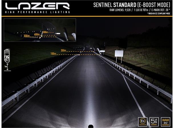 Lazer® Sentinel 9 BLACK Sort. 9 tommer. 9520 Lumen.