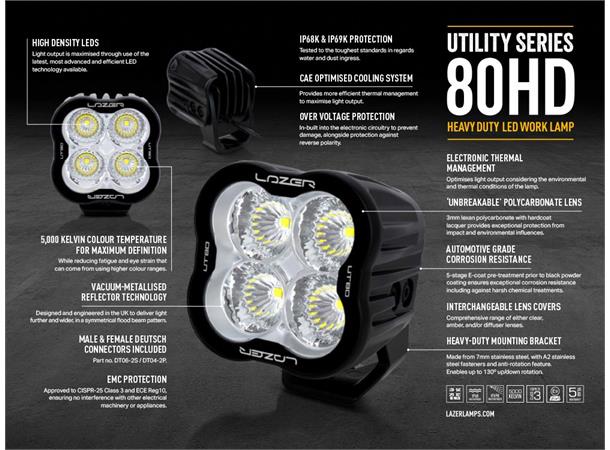 Lazer® Utility 80 HD VAR Variabel lysstyrke