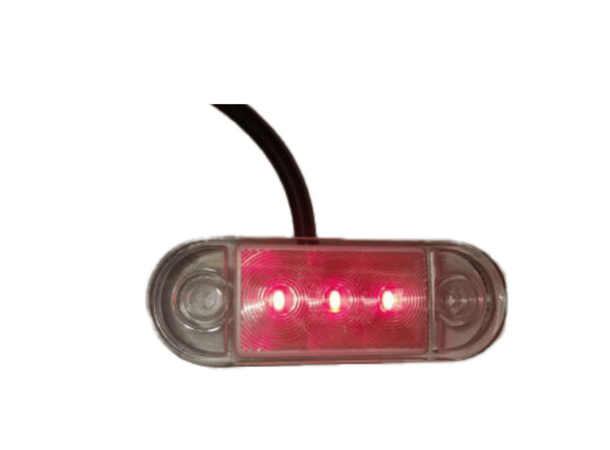 LUCIDITY markeringslys klart glass m/rød Klart glass, røde dioder 12/24v