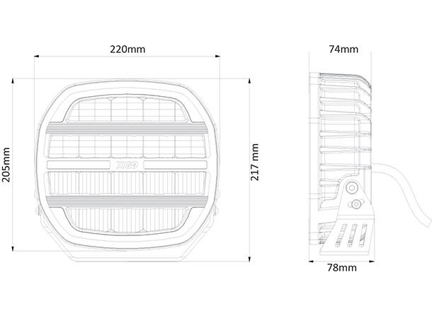 XG9 LED  Driving Light Black Multicolor Parklys Hvit, Gul og Grønn.