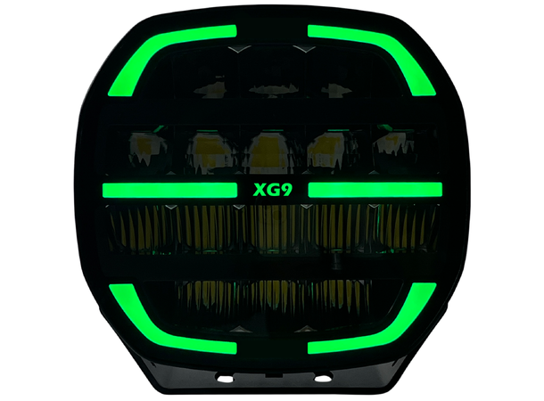 XG9 LED  Driving Light Black Multicolor Parklys Hvit, Gul og Grønn.