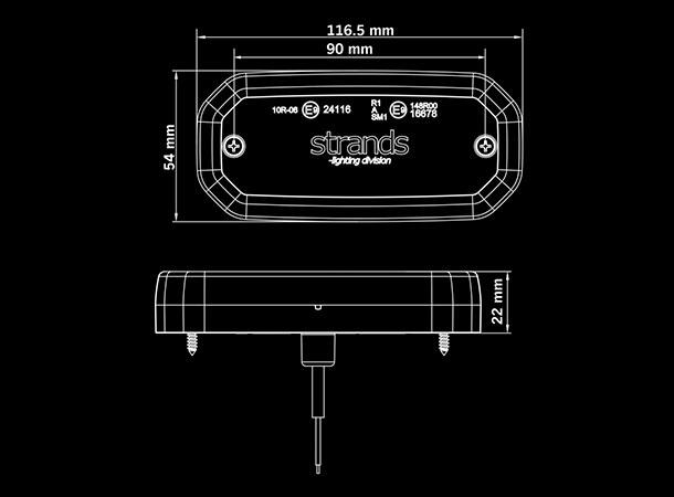 For9t Scale Markeringslys Gul. L:116,5 D:54 H:22mm