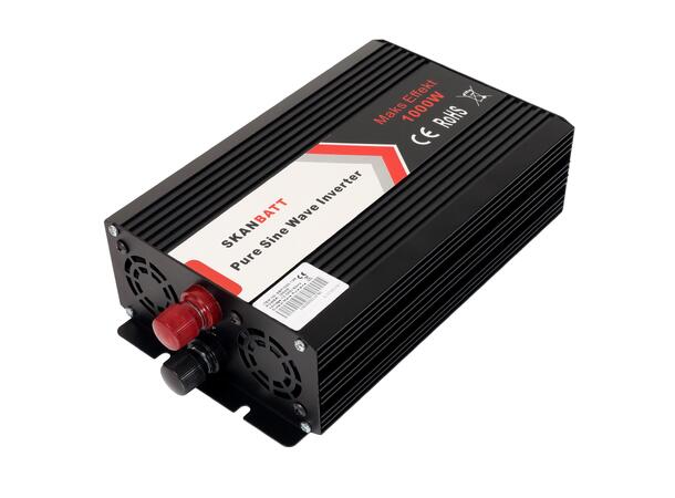 Skanbatt inverter 12V 1000W Med fjernkontroll. Ren Sinus