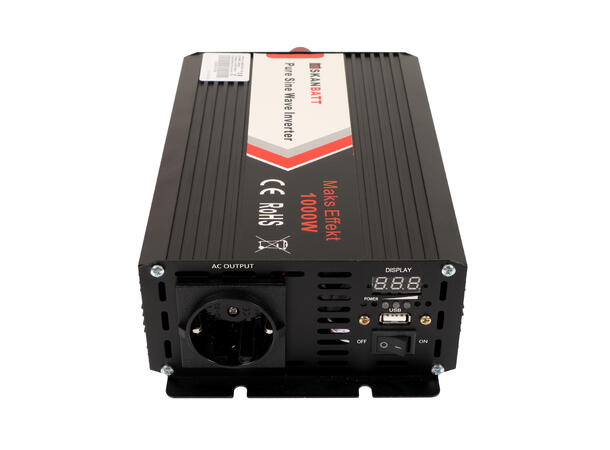 Skanbatt inverter 12V 1000W Med fjernkontroll. Ren Sinus
