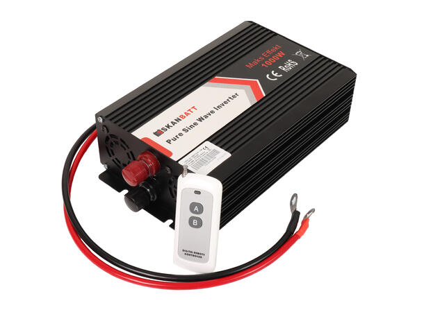 Skanbatt inverter 12V 1000W Med fjernkontroll. Ren Sinus