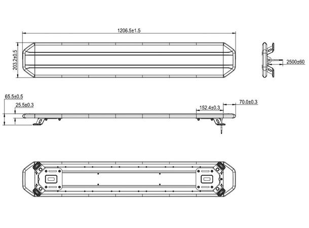 XG Strobe 1200 Tinted 1206x 203 x 26mm. Varselbjelke. IP67 