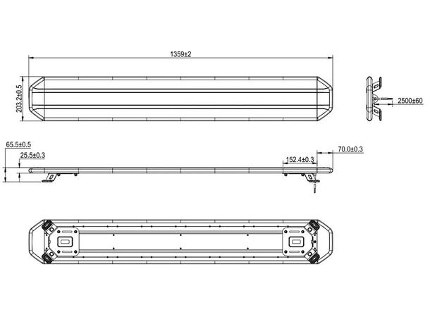 XG Strobe 1300 Tinted 1359 x 203 x 26mm. Varselbjelke. IP67 