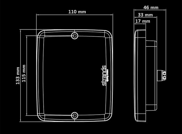 Strands FOR9T Illusion Baklampe 3 funksjoner. Bak/Brems/Blink. 10-40V 