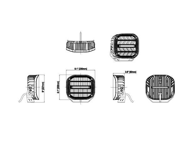XG Curve 9 LED Driving Light Sort - Med varsellys. 18400 Lumen 