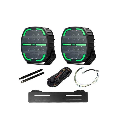 XG lyspakke med 2x XG9 Med skiltplate og kabelsett.