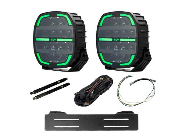 XG lyspakke med 2x XG9 Med skiltplate og kabelsett. 