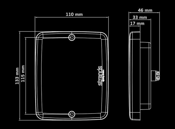 Strands FOR9T Illusion Baklampe 2 Funksjoner. Bak/Bremselys. 10-40V 